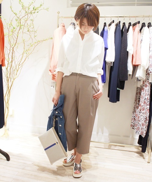 EDIT. FOR LULU（エディットフォールル）の「◆ストレッチタック ワイド9分丈パンツ（その他パンツ・レディース・ホワイト/ブラウン系その他/ネイビー・34/38/36）」の22枚目の写真