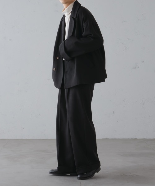 epnokブラックストライプ ワイドパンツ CROSS TUCK WIDE SLACKS PANTS/クロスタックワイドスラックス
