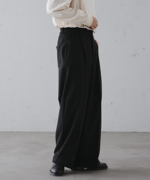 epnok（エプノック）の「ウールライクロールアップバギーワイドパンツ（スラックス・メンズ・チャコールグレー/ブラック/ダークブラウン・SMALL/MEDIUM/LARGE）」の19枚目の写真