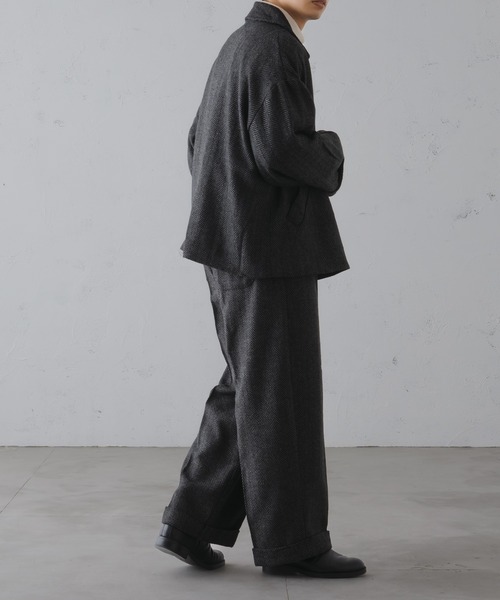 epnok（エプノック）の「ウールライクロールアップバギーワイドパンツ（スラックス・メンズ・チャコールグレー/ブラック/ダークブラウン・SMALL/MEDIUM/LARGE）」の9枚目の写真