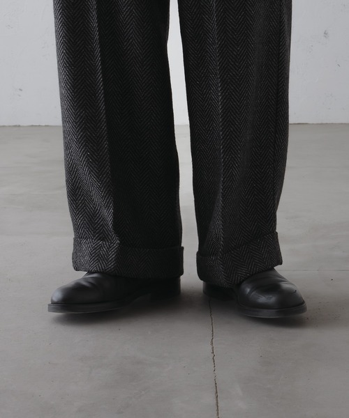 epnok（エプノック）の「ウールライクロールアップバギーワイドパンツ（スラックス・メンズ・チャコールグレー/ブラック/ダークブラウン・SMALL/MEDIUM/LARGE）」の15枚目の写真