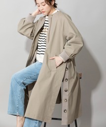 Munich | マイクロピーチコットンツイルパフスリーブリブコート(ノーカラーコート)