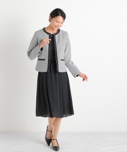 Honeys（ハニーズ）の「レース使いノーカラージャケット（ノーカラー