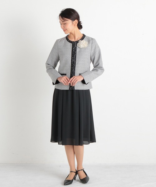 Honeys（ハニーズ）の「レース使いノーカラージャケット（ノーカラー