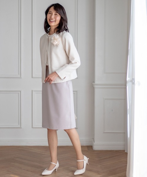 Honeys（ハニーズ）の「レース使いノーカラージャケット（ノーカラー