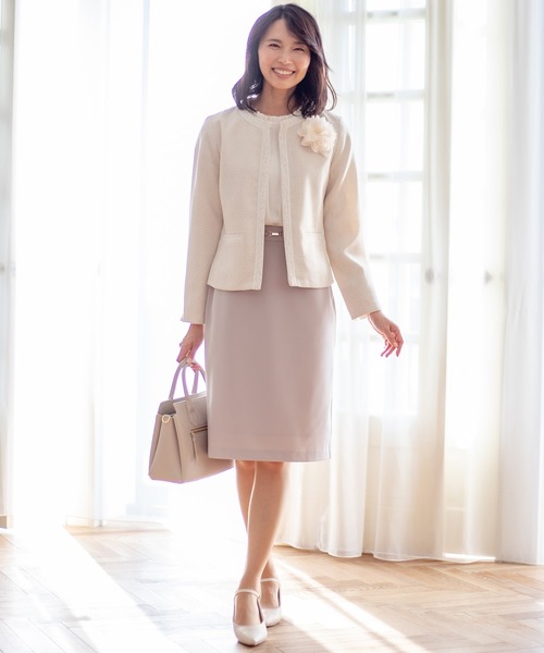 Honeys（ハニーズ）の「レース使いノーカラージャケット（ノーカラー