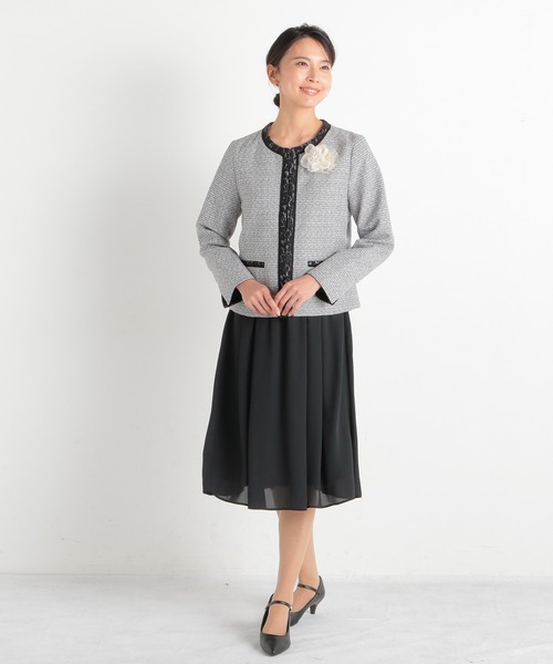 Honeys（ハニーズ）の「レース使いノーカラージャケット（ノーカラー