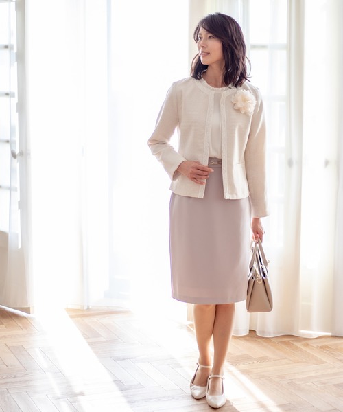 Honeys（ハニーズ）の「レース使いノーカラージャケット（ノーカラー