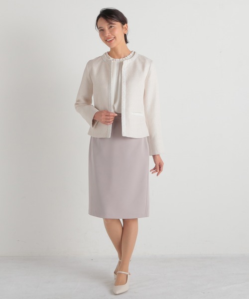 Honeys（ハニーズ）の「レース使いノーカラージャケット（ノーカラー