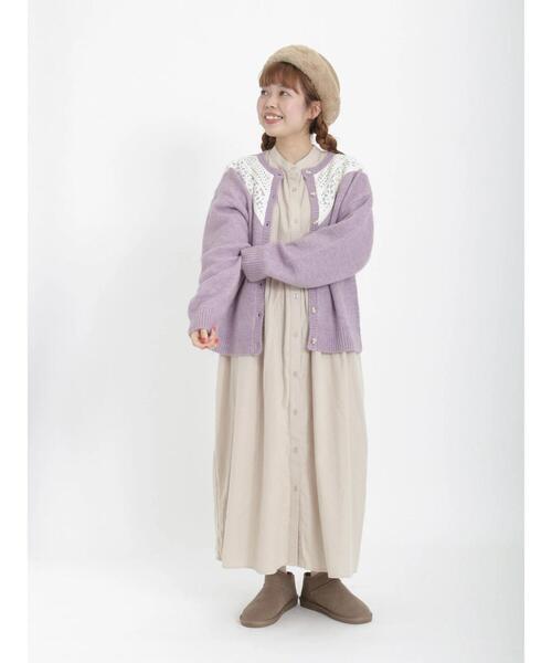 Samansa Mos2（サマンサ モスモス）の「レース貼りニットカーディガン（カーディガン/ボレロ・レディース・ラベンダー/オフホワイト/ブラック・ﾌﾘ-）」の19枚目の写真