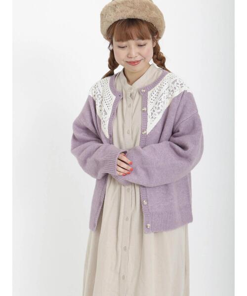 Samansa Mos2（サマンサ モスモス）の「レース貼りニットカーディガン（カーディガン/ボレロ・レディース・ラベンダー/オフホワイト/ブラック・ﾌﾘ-）」の21枚目の写真