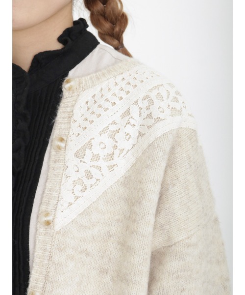 Samansa Mos2（サマンサ モスモス）の「レース貼りニットカーディガン（カーディガン/ボレロ・レディース・ラベンダー/オフホワイト/ブラック・ﾌﾘ-）」の15枚目の写真