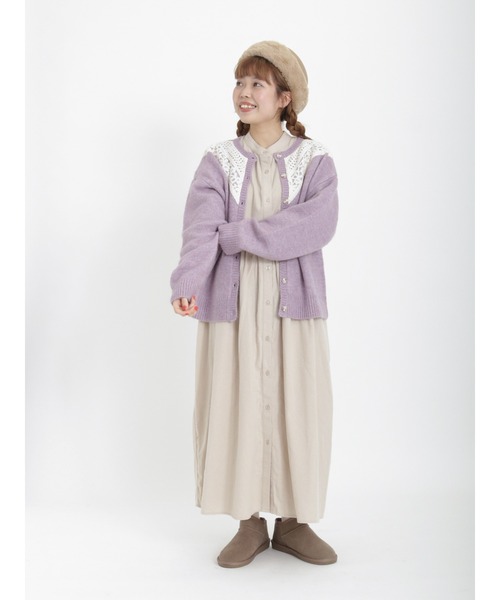 Samansa Mos2（サマンサ モスモス）の「レース貼りニットカーディガン（カーディガン/ボレロ・レディース・ラベンダー/オフホワイト/ブラック・ﾌﾘ-）」の11枚目の写真