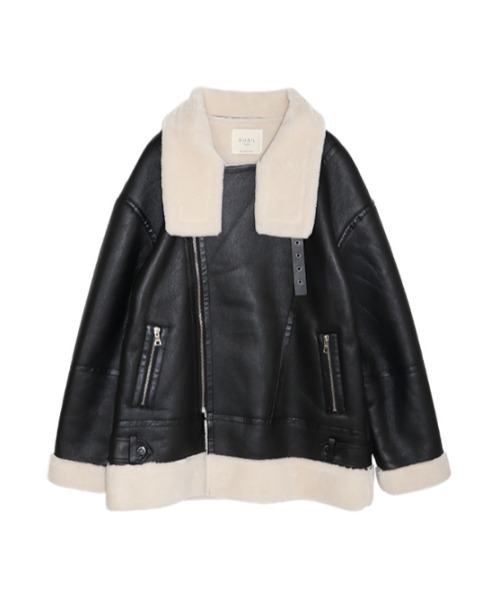 AMAIL（アマイル）の「Cafelatte mouton コート（ムートンコート・レディース・ベージュ/ブラック・FREE）」の15枚目の写真