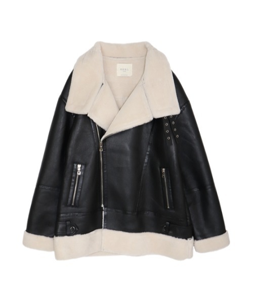 AMAIL（アマイル）の「Cafelatte mouton コート（ムートンコート・レディース・ベージュ/ブラック・FREE）」の17枚目の写真