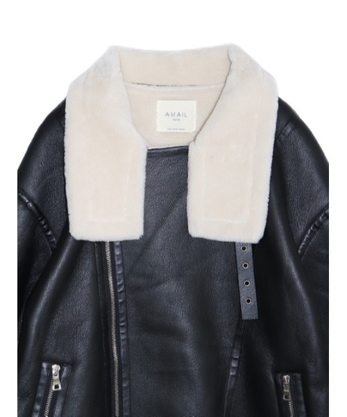 AMAIL（アマイル）の「Cafelatte mouton コート（ムートンコート・レディース・ベージュ/ブラック・FREE）」の18枚目の写真
