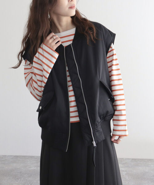 fredy emue(フレディエミュ)の「MA-1ベスト(ブルゾン・レディース・アイボリー/カーキ/ブラック・38)」の16枚目の写真