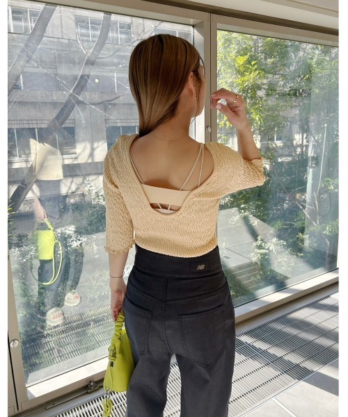 emmi（エミ）の「【emmi atelier】シャーリングニットトップス（ニット