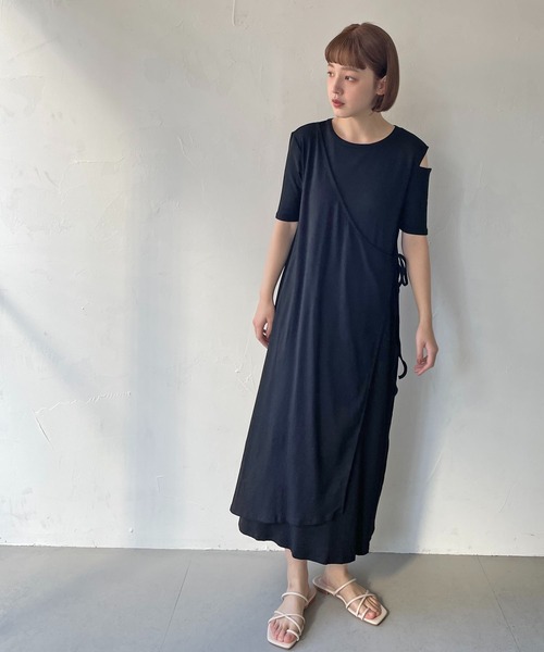 CLEIO（クレイオ）の「【CLEIO】2WAYアシンメトリーテレコワンピース（ワンピース・レディース・アイボリー/ミント/ブラック・FREE）」の6枚目の写真