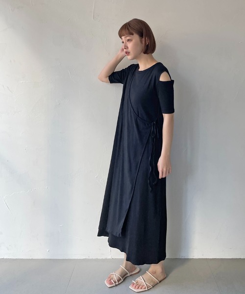 CLEIO（クレイオ）の「【CLEIO】2WAYアシンメトリーテレコワンピース（ワンピース・レディース・アイボリー/ミント/ブラック・FREE）」の8枚目の写真