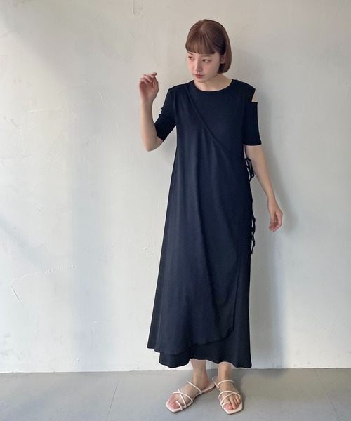 CLEIO（クレイオ）の「【CLEIO】2WAYアシンメトリーテレコワンピース（ワンピース・レディース・アイボリー/ミント/ブラック・FREE）」の5枚目の写真