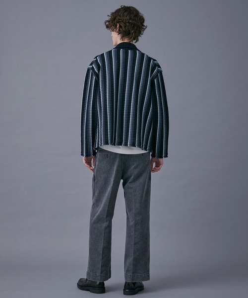 PUBLIC TOKYO（パブリックトウキョウ）の「マルチボーダーニットブルゾン（カーディガン/ボレロ・メンズ・ブラック/ベージュ・FREE）」の15枚目の写真