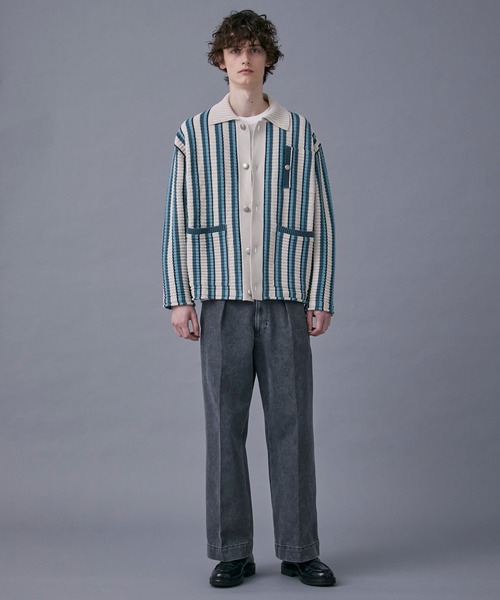 PUBLIC TOKYO（パブリックトウキョウ）の「マルチボーダーニットブルゾン（カーディガン/ボレロ・メンズ・ブラック/ベージュ・FREE）」の19枚目の写真