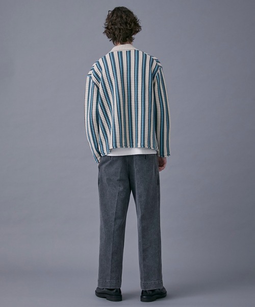 PUBLIC TOKYO（パブリックトウキョウ）の「マルチボーダーニットブルゾン（カーディガン/ボレロ・メンズ・ブラック/ベージュ・FREE）」の13枚目の写真