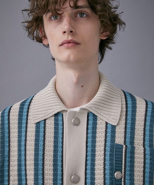 PUBLIC TOKYO（パブリックトウキョウ）の「マルチボーダーニットブルゾン（カーディガン/ボレロ・メンズ・ブラック/ベージュ・FREE）」の17枚目の写真