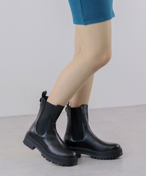 【LibertyDooll】軽量厚底トラックソールサイドゴアブーツ 36 LibertyDoll ブーツ 軽量厚底 ユニセックス スクエアトゥ