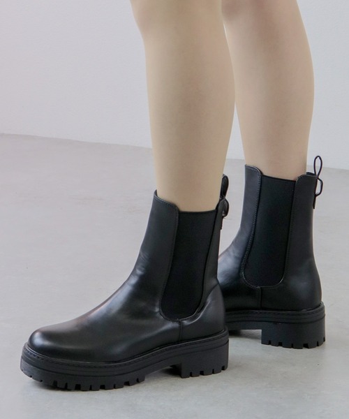 LibertyDoll（リバティードール）の「軽量厚底 トラックソールサイドゴアブーツ（ブーツ・レディース・ブラック/ダークブラウン/アイボリー・36/42/37/41/38/40/39）」の6枚目の写真