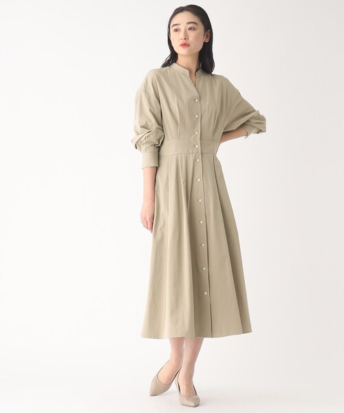 OPAQUE.CLIP（オペークドットクリップ）の「◆フィット&フレア シャツワンピース（ワンピース・レディース・ネイビー/オフホワイト/サンドベージュ・38/40/42/36）」の14枚目の写真