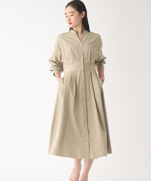 OPAQUE.CLIP（オペークドットクリップ）の「◆フィット&フレア シャツワンピース（ワンピース・レディース・ネイビー/オフホワイト/サンドベージュ・38/40/42/36）」の3枚目の写真