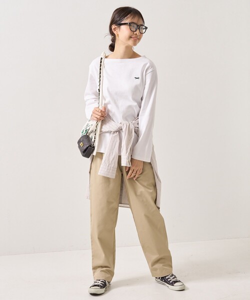 FREAK'S STORE(フリークスストア)の「TOWN CRAFT × FREAK'S STORE/タウンクラフト 別注 ボートネックロンT(Tシャツ/カットソー・レディース・ブラック/レッド/オフホワイト/グレー/ブルー・フリ-)」の6枚目の写真