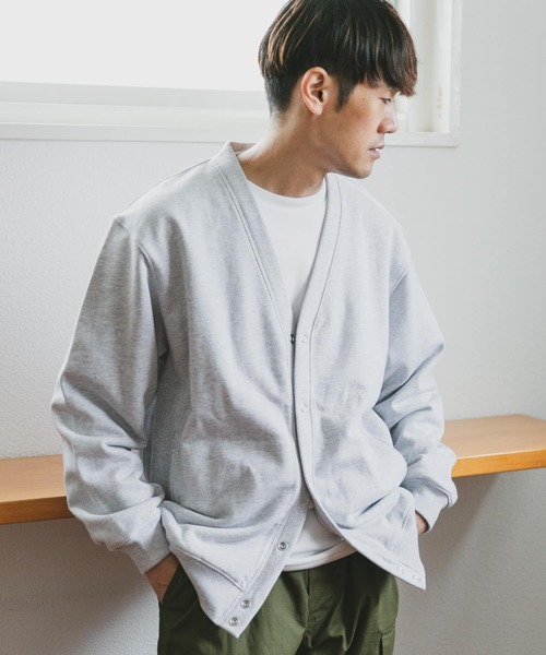 URBAN RESEARCH DOORS（アーバンリサーチドアーズ）の「裏毛スナップカーディガン（カーディガン/ボレロ・メンズ・チャコールグレー/グレー/オリーブ・MEDIUM/LARGE）」の3枚目の写真