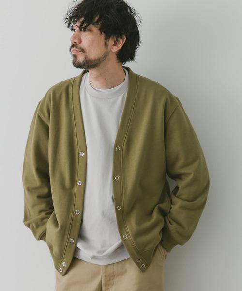 URBAN RESEARCH DOORS（アーバンリサーチドアーズ）の「裏毛スナップカーディガン（カーディガン/ボレロ・メンズ・チャコールグレー/グレー/オリーブ・MEDIUM/LARGE）」の4枚目の写真