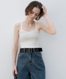 【 EKCOOKIES 】バックアメリカンスリーブベーシックシンプルリブキャミソール