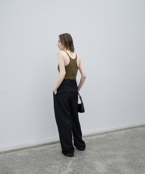 EKCOOKIES（イーケークッキーズ）の「【 EKCOOKIES 】バックアメリカンスリーブベーシックシンプルリブキャミソール（キャミソール・レディース・ブラウン/ホワイト/ブラック・M/S）」の4枚目の写真