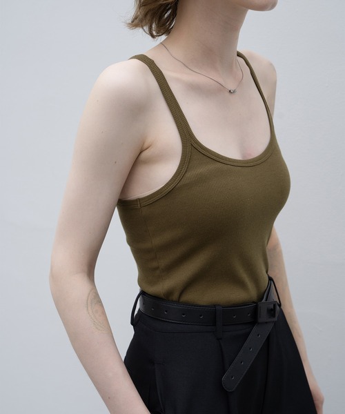 EKCOOKIES（イーケークッキーズ）の「【 EKCOOKIES 】バックアメリカンスリーブベーシックシンプルリブキャミソール（キャミソール・レディース・ブラウン/ホワイト/ブラック・M/S）」の14枚目の写真