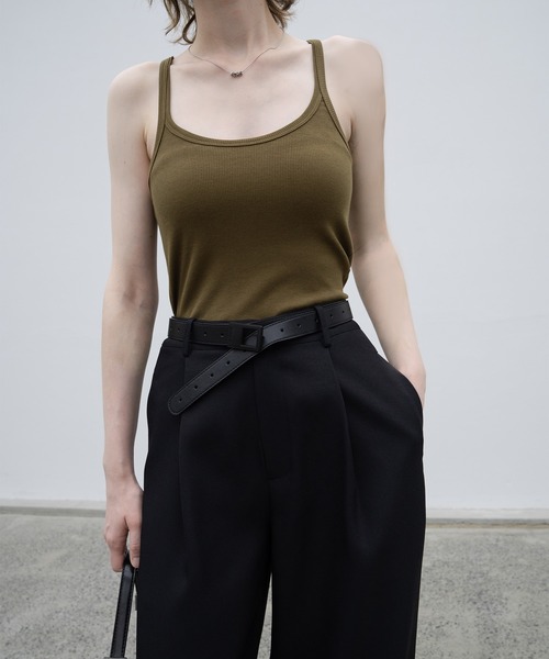 EKCOOKIES（イーケークッキーズ）の「【 EKCOOKIES 】バックアメリカンスリーブベーシックシンプルリブキャミソール（キャミソール・レディース・ブラウン/ホワイト/ブラック・M/S）」の11枚目の写真