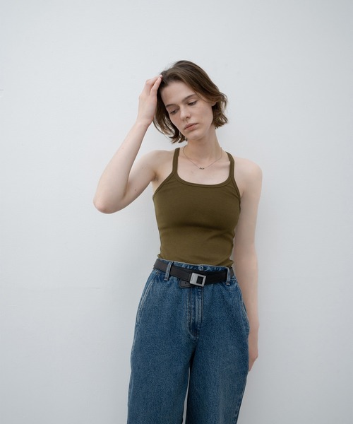 EKCOOKIES（イーケークッキーズ）の「【 EKCOOKIES 】バックアメリカンスリーブベーシックシンプルリブキャミソール（キャミソール・レディース・ブラウン/ホワイト/ブラック・M/S）」の18枚目の写真