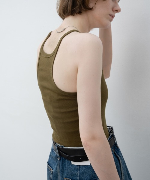 EKCOOKIES（イーケークッキーズ）の「【 EKCOOKIES 】バックアメリカンスリーブベーシックシンプルリブキャミソール（キャミソール・レディース・ブラウン/ホワイト/ブラック・M/S）」の5枚目の写真