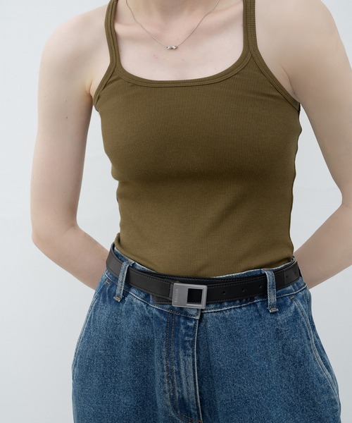 EKCOOKIES（イーケークッキーズ）の「【 EKCOOKIES 】バックアメリカンスリーブベーシックシンプルリブキャミソール（キャミソール・レディース・ブラウン/ホワイト/ブラック・M/S）」の15枚目の写真