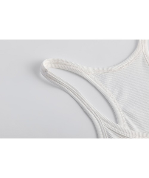 EKCOOKIES（イーケークッキーズ）の「【 EKCOOKIES 】バックアメリカンスリーブベーシックシンプルリブキャミソール（キャミソール・レディース・ブラウン/ホワイト/ブラック・M/S）」の13枚目の写真