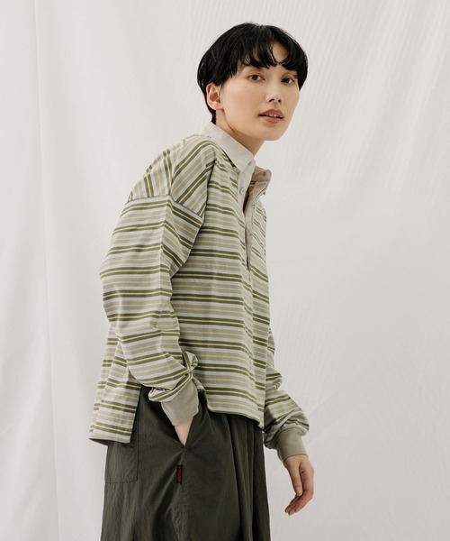 EKAL（エカル）の「ネイチャーボーダープルオーバー（Tシャツ/カットソー・レディース・ホワイト系その他/グリーン系その他・ONE）」の3枚目の写真