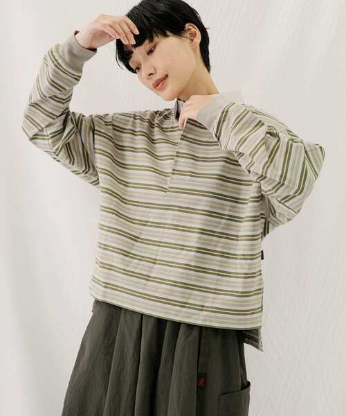 EKAL（エカル）の「ネイチャーボーダープルオーバー（Tシャツ/カットソー・レディース・ホワイト系その他/グリーン系その他・ONE）」の4枚目の写真