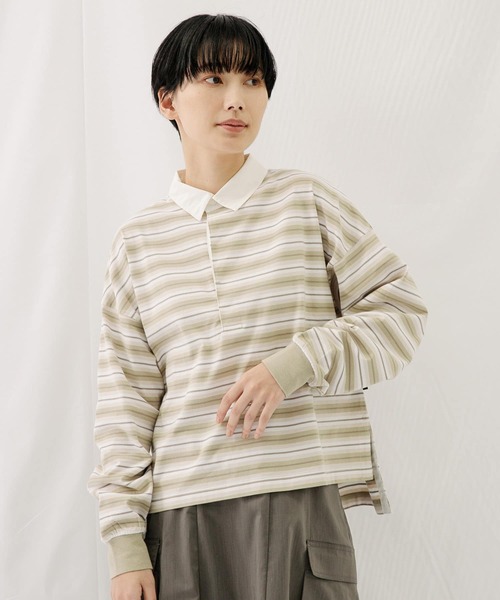 EKAL（エカル）の「ネイチャーボーダープルオーバー（Tシャツ/カットソー・レディース・ホワイト系その他/グリーン系その他・ONE）」の8枚目の写真