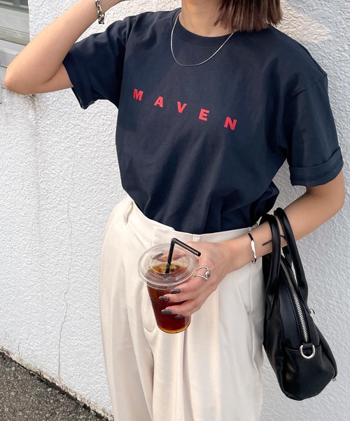 Chillfar(チルファー)の「デザインロゴミックスTシャツ(Tシャツ/カットソー・レディース・イエロー系/ネイビー系1/レモンイエロー/杢グレー/チャコール/ピンク系/ホワイト系2/ホワイト×ブルー/アイボリー系3/グレー系/ホワイト×レッド/アイボリー系2/ピンク/グリーン/ネイビー/オートミール/ベージュ系/ベージュ系1/ホワイト系3/ネイビー系/ホワイト系1/アイボリー系/ホワイト×ネイビー/ブラック×ホワイト/ホワイト系/クリーム・FREE)」の21枚目の写真