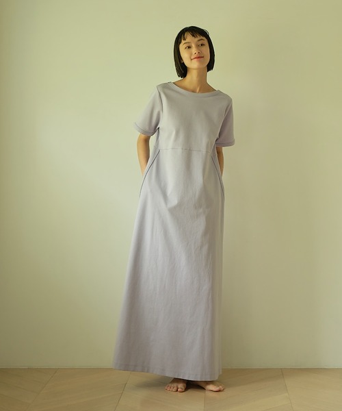 earthy（アーシー）の「【吸水速乾】ポンチロングワンピース（ワンピース・レディース・ブラック/パープル/オフホワイト・S/M）」の3枚目の写真