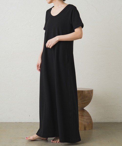 earthy（アーシー）の「【吸水速乾】ポンチロングワンピース（ワンピース・レディース・ブラック/パープル/オフホワイト・S/M）」の7枚目の写真